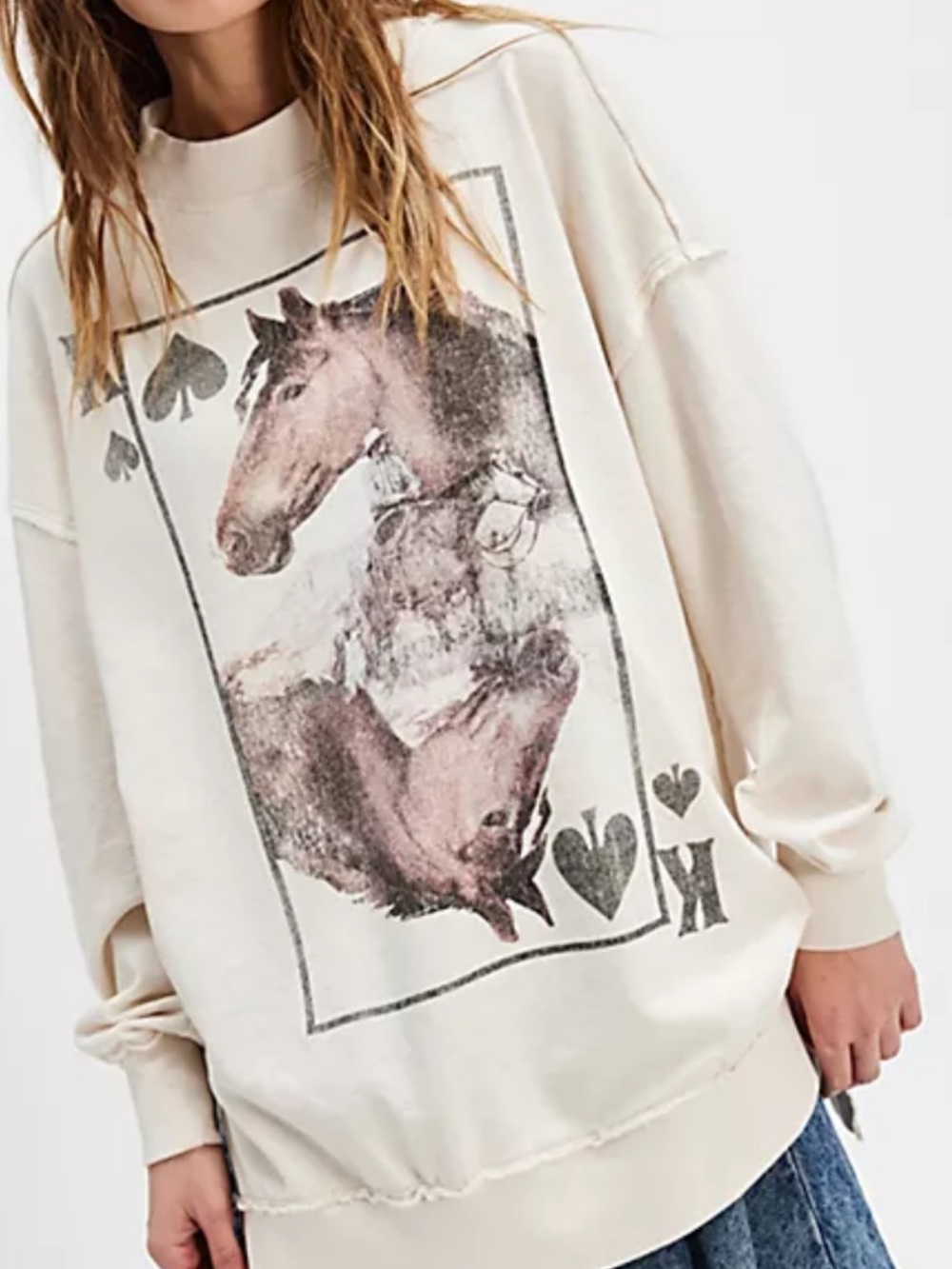 Ragabond X Free People Western Crewneck King of Spades NWT Small